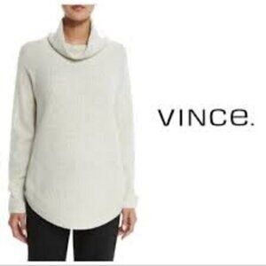 VINCE Side-Zip Ribbed Turtleneck Sweater In Cream Size S